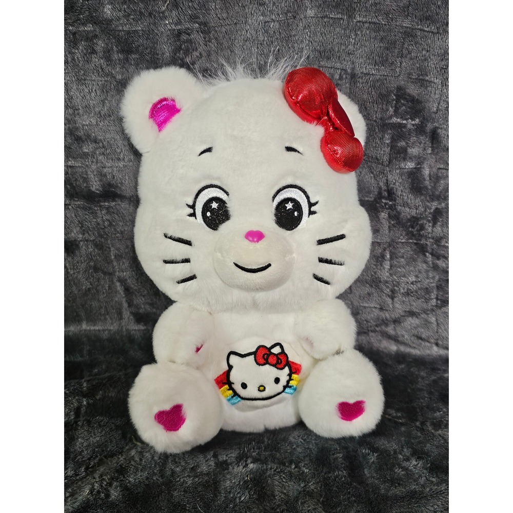 Hello Kitty‎ Loves Cheer Bear Care Bear 10" White Plush Sanrio Basic Fun (2023)